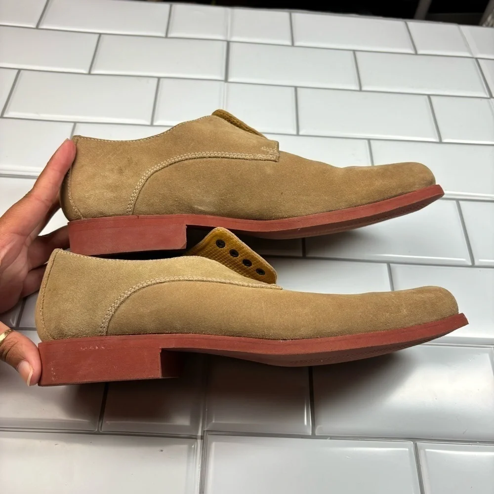 Cole Haan Beige Tan Suede Oxford Dress Shoes Men's Size 8.5M‎